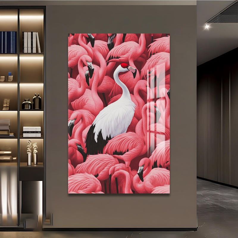 Flamingolar Arasında Cam Tablo – Cam Tablo