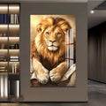 Altın Yeleli Aslan Cam Tablo – Cam Tablo