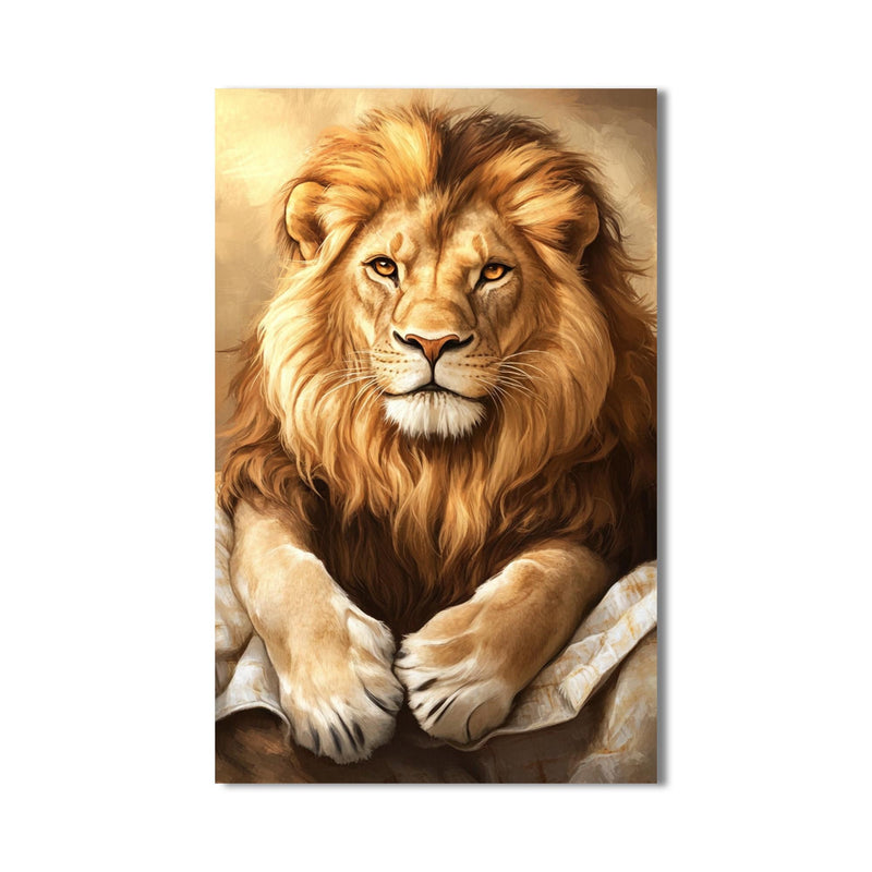 Altın Yeleli Aslan Cam Tablo – Cam Tablo