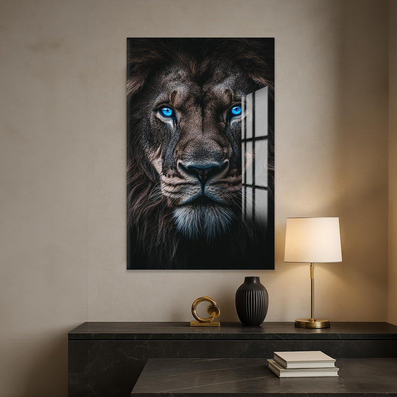 Mavi Gözlü Aslan Cam Tablo – Cam Tablo