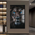 Mavi Gözlü Aslan Cam Tablo – Cam Tablo