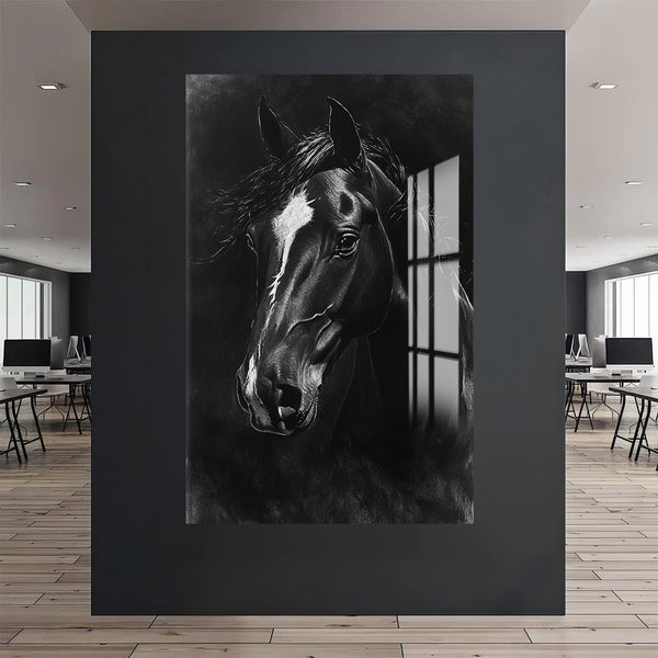 Friesian Atı Cam Tablo