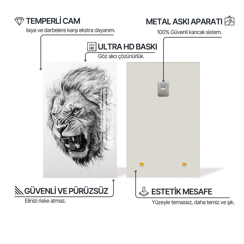 Kızgın Aslan Cam Tablo – Cam Tablo