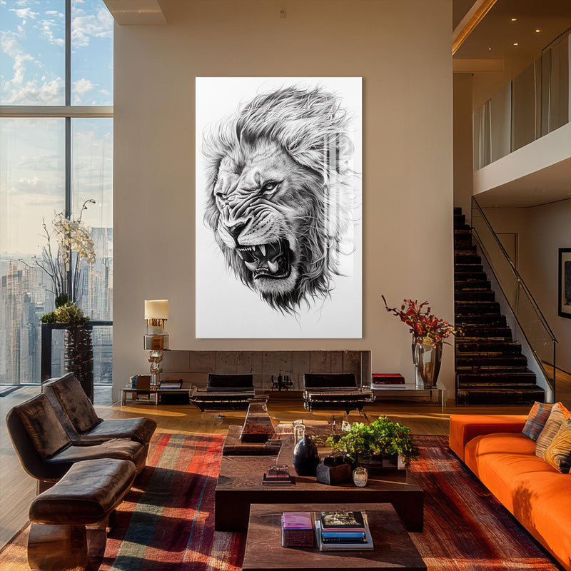 Kızgın Aslan Cam Tablo – Cam Tablo