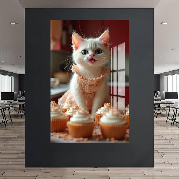 Aşçı Kedi Cam Tablo