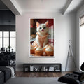 Aşçı Kedi Cam Tablo – Beyaz Çerçeveli Cam Tablo