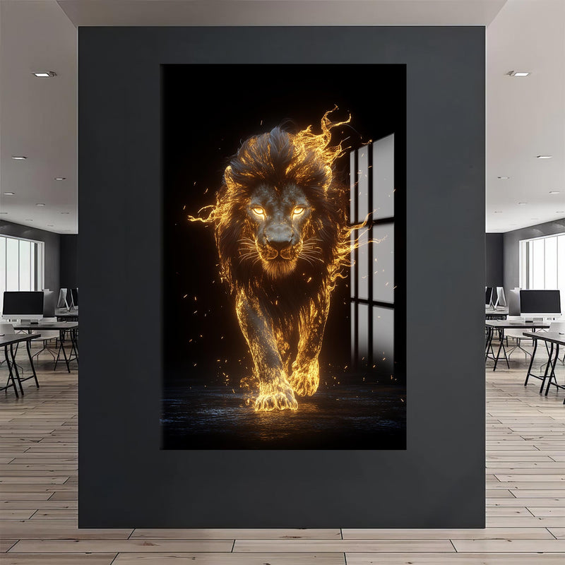 Yanan Aslan Cam Tablo – Cam Tablo