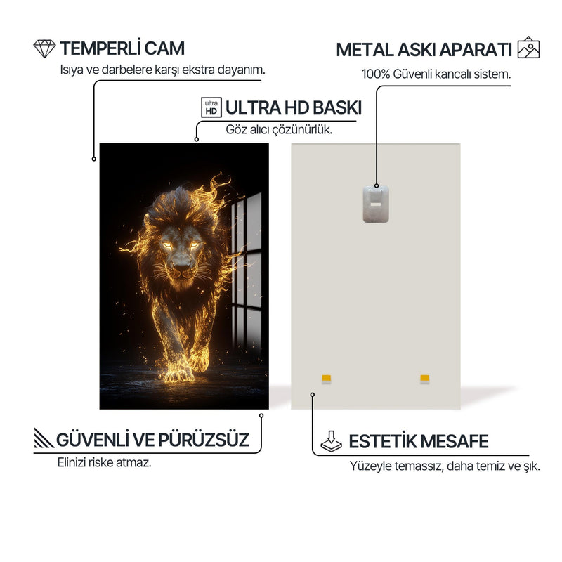 Yanan Aslan Cam Tablo – Cam Tablo