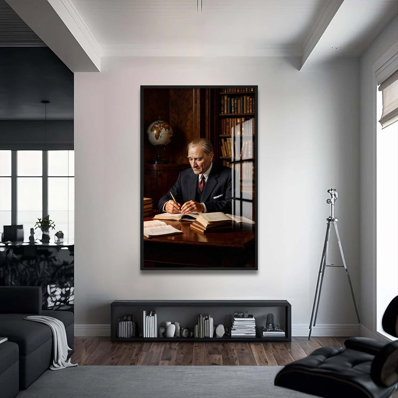 Atatürk Cam Tablo – Siyah Çerçeveli Cam Tablo