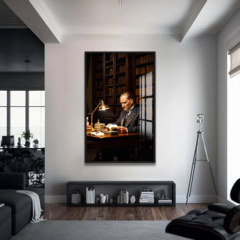 Atatürk Cam Tablo – Siyah Çerçeveli Cam Tablo