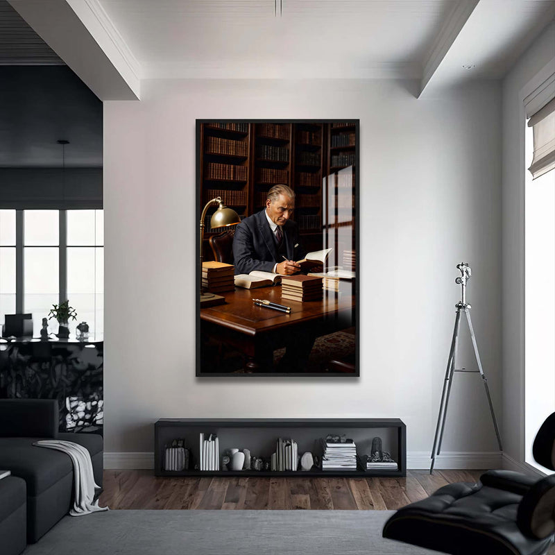 Atatürk Cam Tablo – Siyah Çerçeveli Cam Tablo