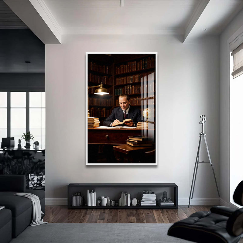 Atatürk Cam Tablo – Beyaz Çerçeveli Cam Tablo