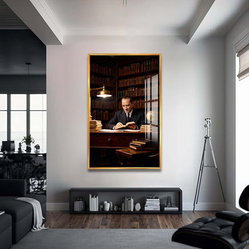 Atatürk Cam Tablo – Altın Çerçeveli Cam Tablo