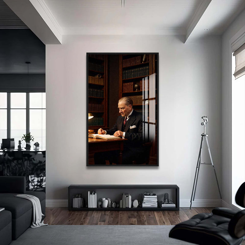 Atatürk Cam Tablo – Siyah Çerçeveli Cam Tablo