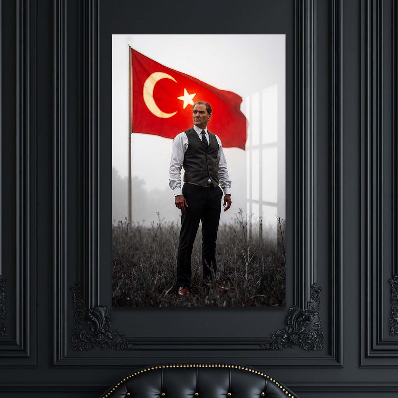 Atatürk Türk Bayraklı Cam Tablo – Cam Tablo