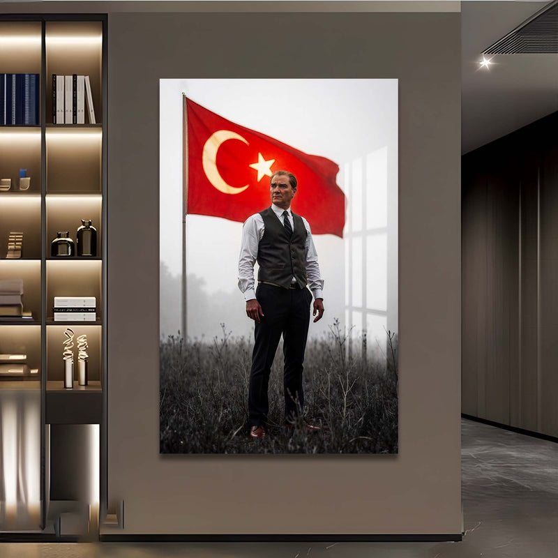 Atatürk Türk Bayraklı Cam Tablo – Cam Tablo