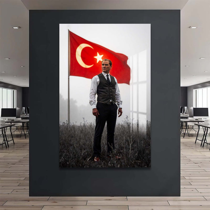 Atatürk Türk Bayraklı Cam Tablo – Cam Tablo