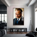Atatürk Portresi Cam Tablo – Ceviz Çerçeveli Cam Tablo