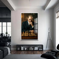 Atatürk Satranç Cam Tablo – Beyaz Çerçeveli Cam Tablo