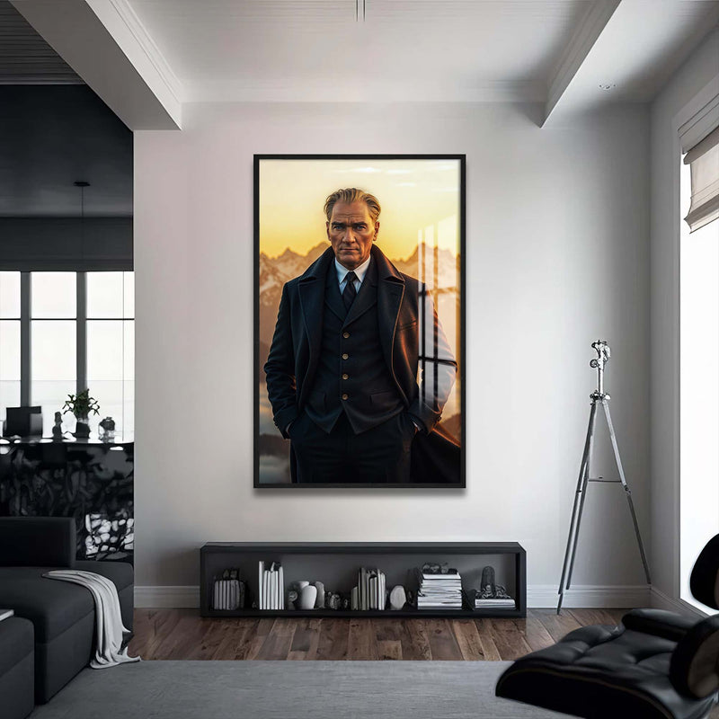 Atatürk Manzara Cam Tablo – Siyah Çerçeveli Cam Tablo
