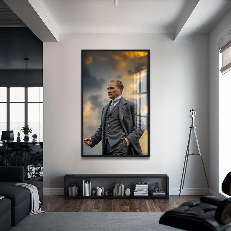 Atatürk Cam Tablo – Siyah Çerçeveli Cam Tablo