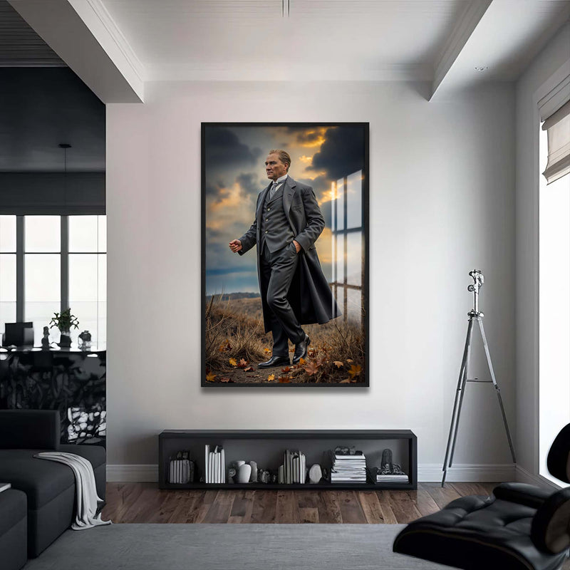 Atatürk Manzara Cam Tablo – Siyah Çerçeveli Cam Tablo