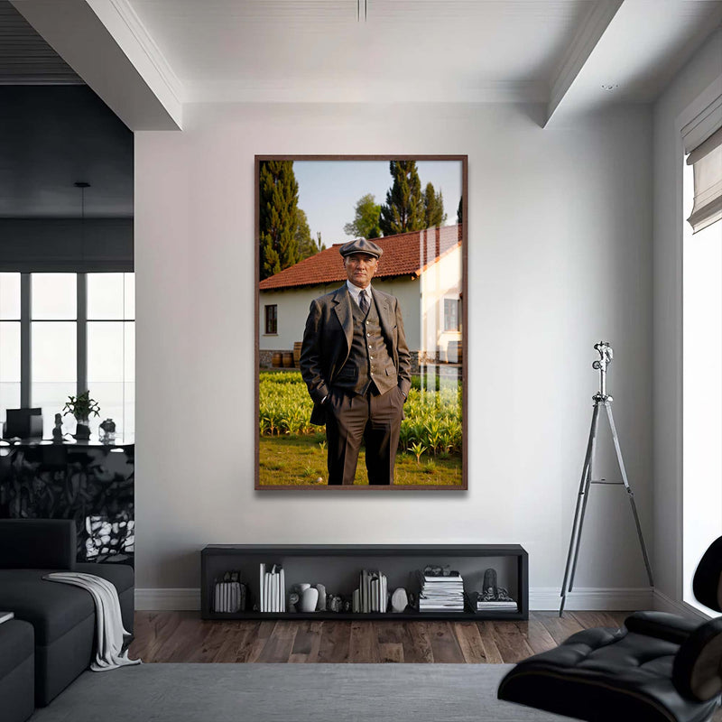 Atatürk Çiftlik Cam Tablo – Ceviz Çerçeveli Cam Tablo