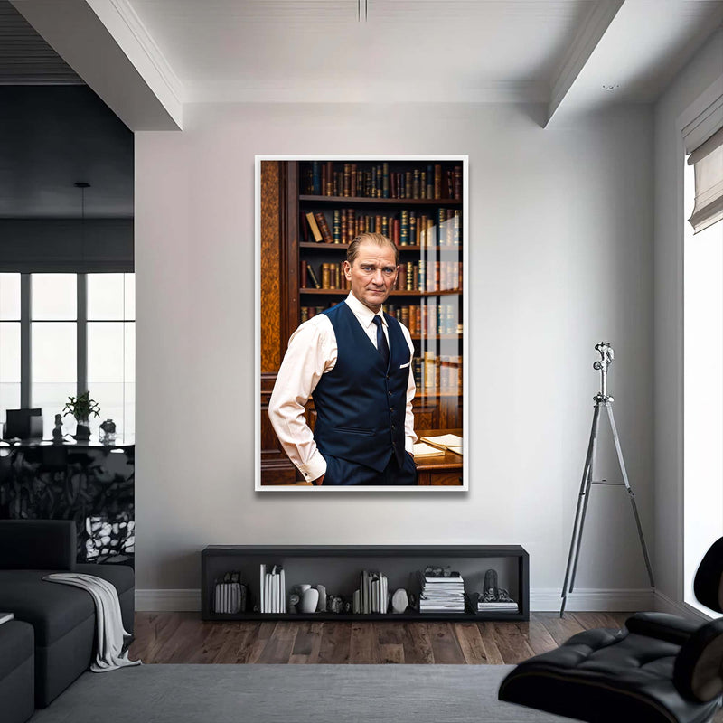 Atatürk Kütüphane Cam Tablo – Beyaz Çerçeveli Cam Tablo