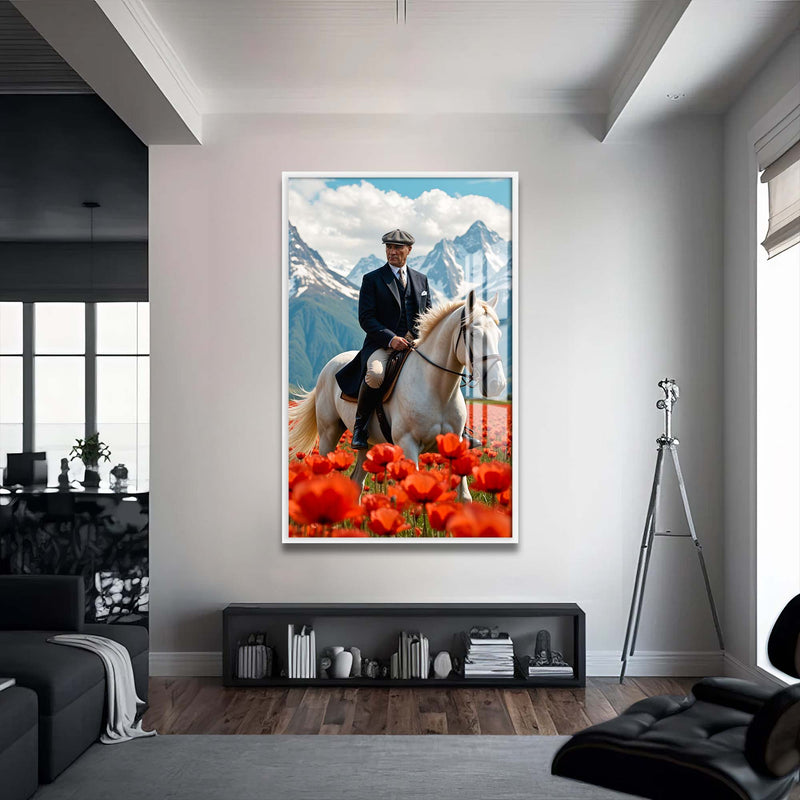 Atatürk Lale Bahçesi Cam Tablo – Beyaz Çerçeveli Cam Tablo