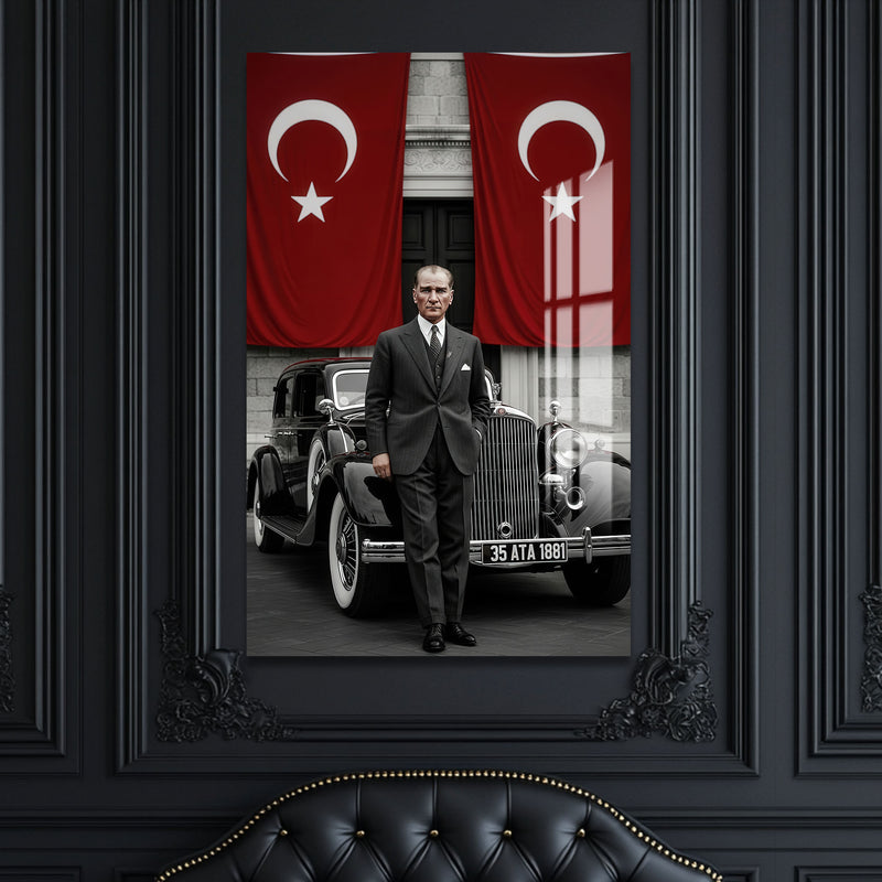 Atatürk ve Arabası Cam Tablo – Cam Tablo