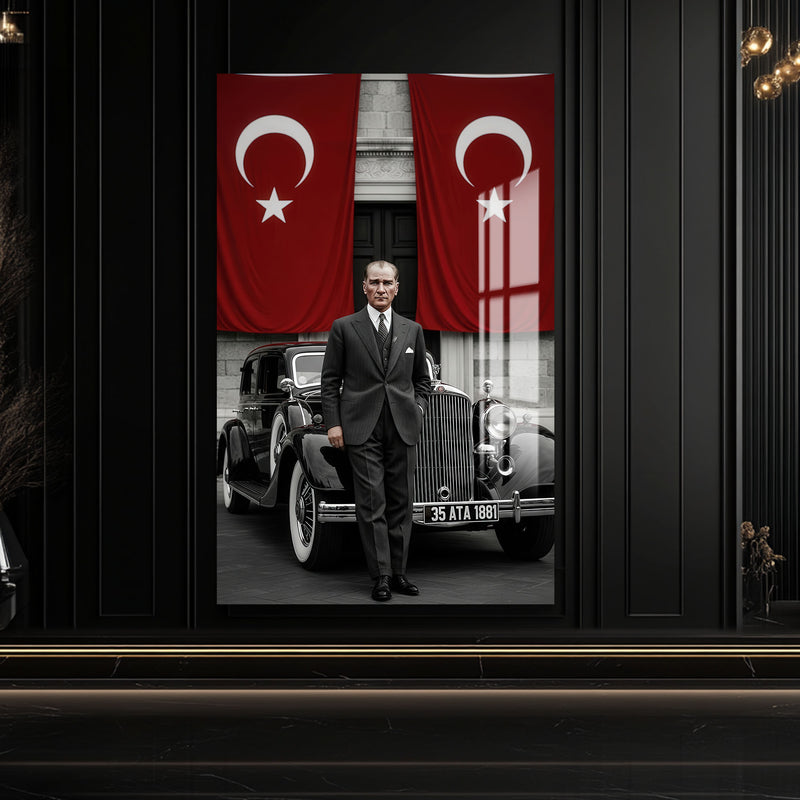 Atatürk ve Arabası Cam Tablo – Cam Tablo