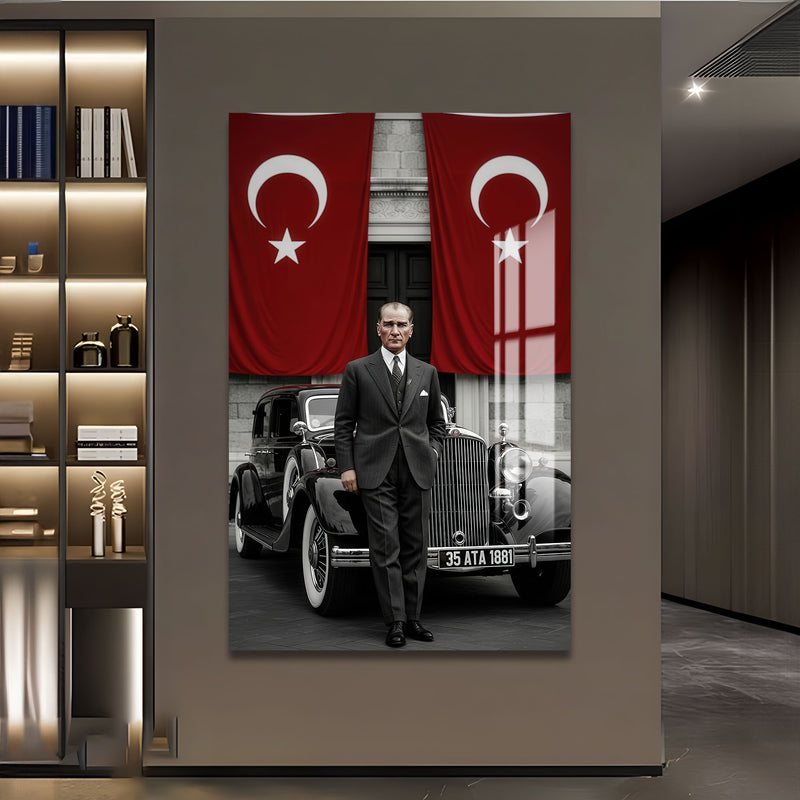 Atatürk ve Arabası Cam Tablo – Cam Tablo