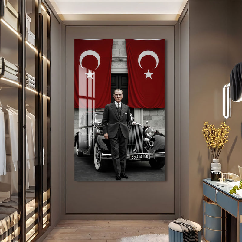 Atatürk ve Arabası Cam Tablo – Cam Tablo
