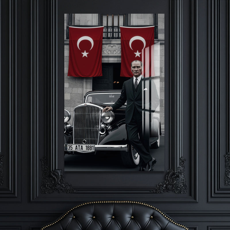 Atatürk ve Arabası Cam Tablo – Cam Tablo