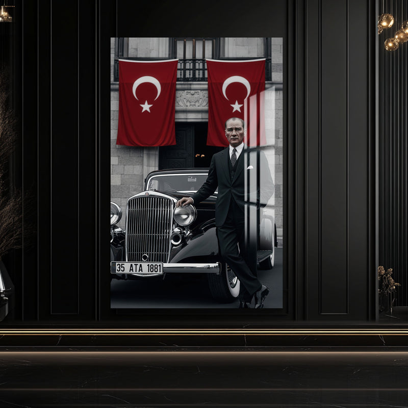 Atatürk ve Arabası Cam Tablo – Cam Tablo