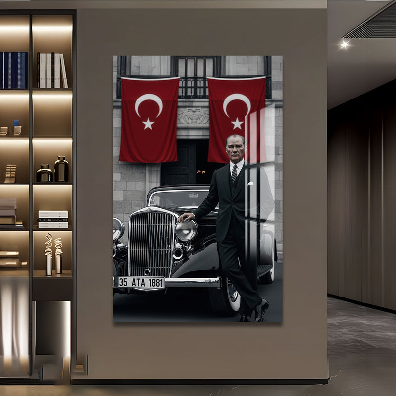 Atatürk ve Arabası Cam Tablo – Cam Tablo