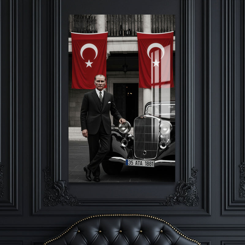 Atatürk ve Arabası Cam Tablo – Cam Tablo