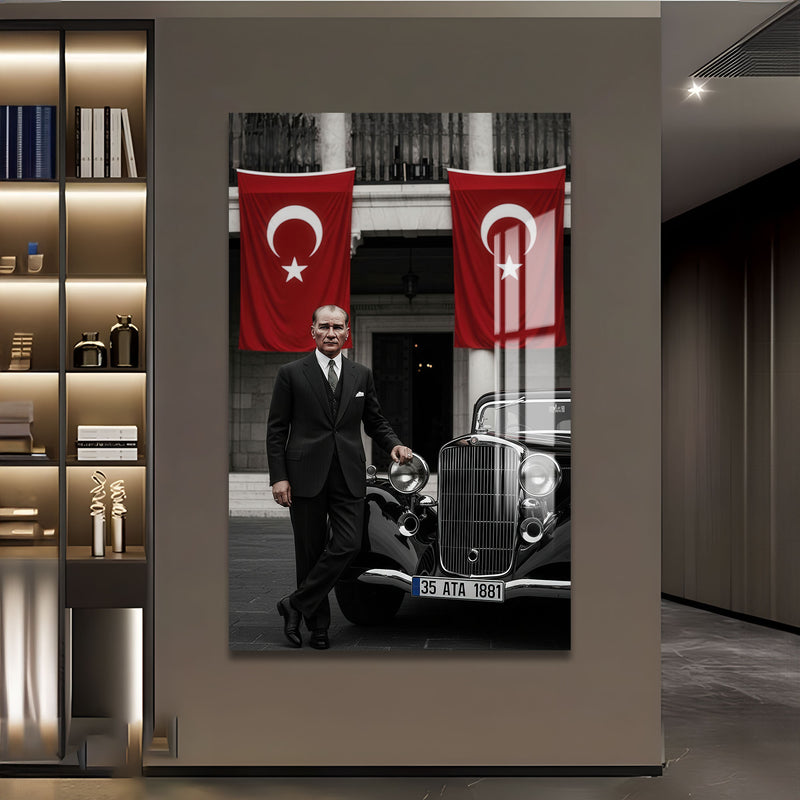 Atatürk ve Arabası Cam Tablo – Cam Tablo