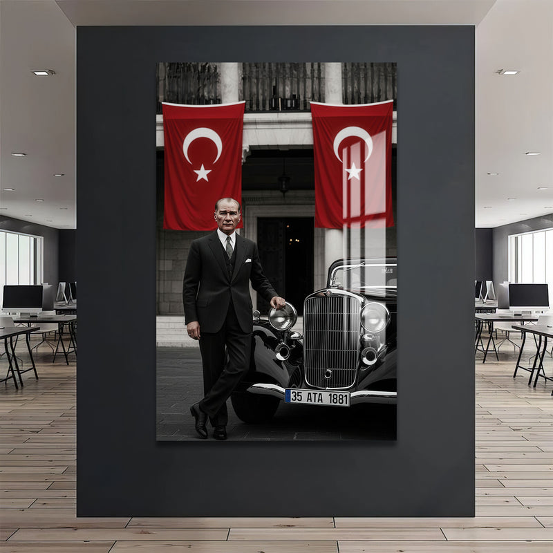 Atatürk ve Arabası Cam Tablo – Cam Tablo