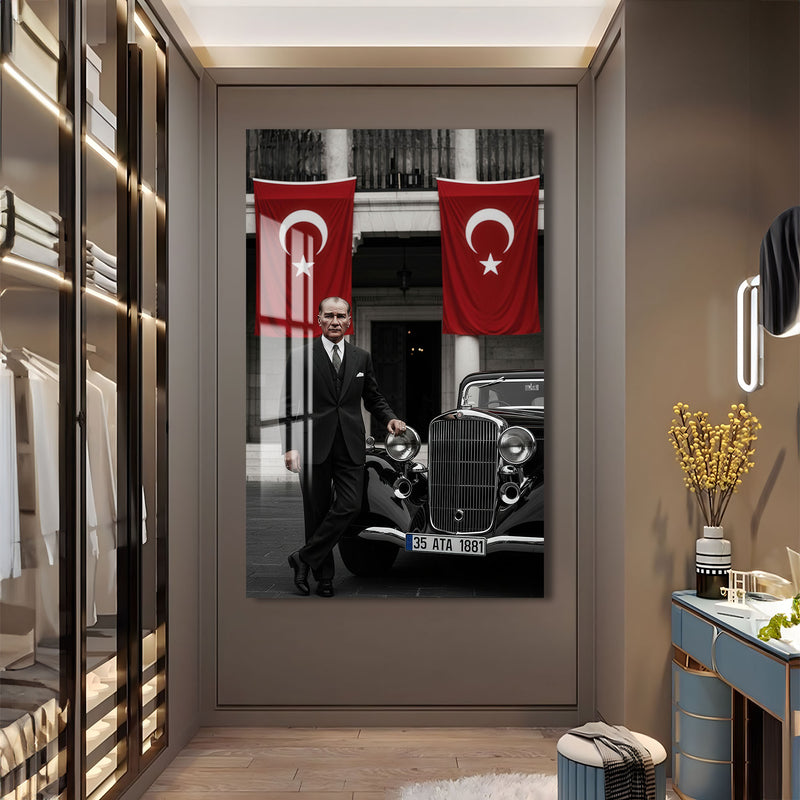 Atatürk ve Arabası Cam Tablo – Cam Tablo