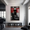 Atatürk ve Arabası Cam Tablo – Ceviz Çerçeveli Cam Tablo