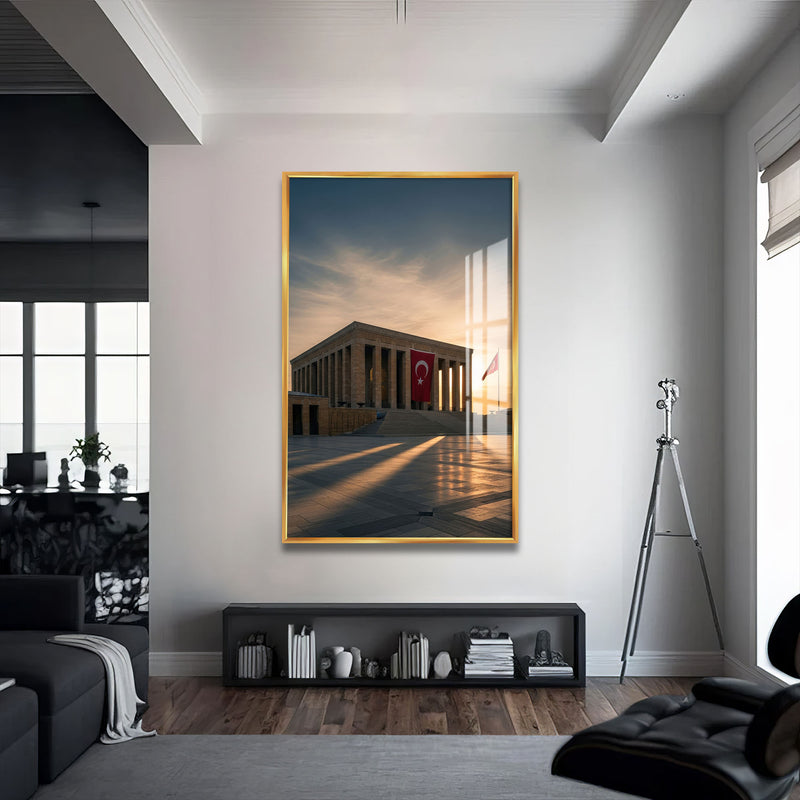 Anıtkabir Cam Tablo – Altın Çerçeveli Cam Tablo