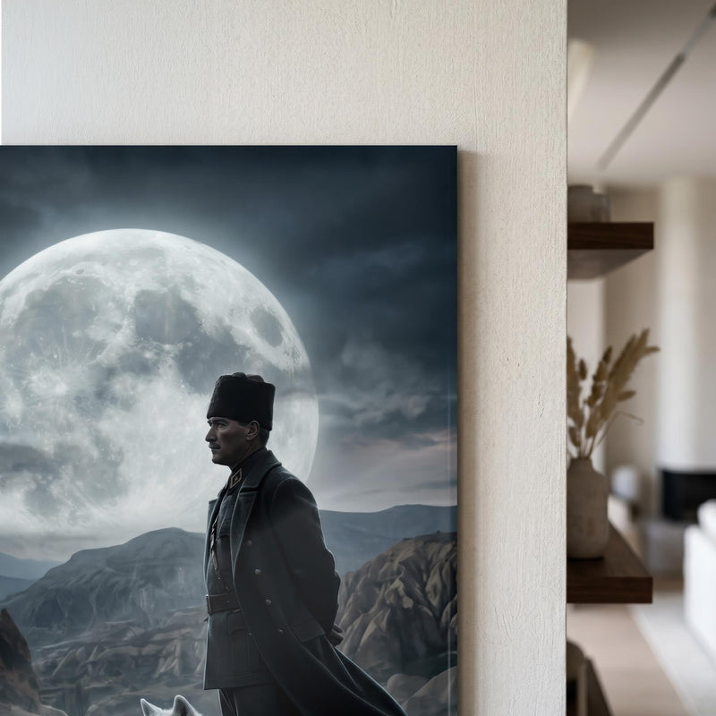 Atatürk Beyaz Kurt Dolunay Cam Tablo – Cam Tablo