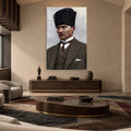 Kalpaklı Takımlı Atatürk Cam Tablo