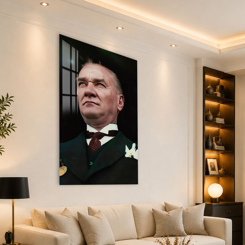 Gururlu Bakışlı Atatürk Cam Tablo