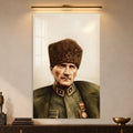 Yağlıboya Kalpaklı Atatürk Cam Tablo