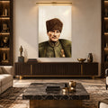 Yağlıboya Kalpaklı Atatürk Cam Tablo