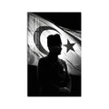 Siyah Beyaz Siluet Atatürk Cam Tablo
