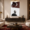 Bayrak Altında Atatürk Cam Tablo