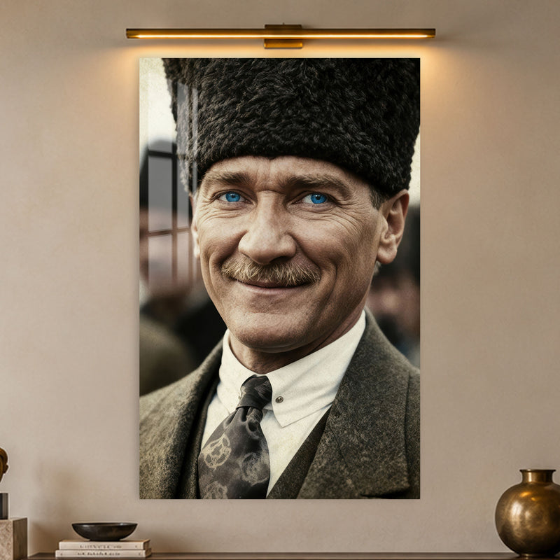Gülümseyen Atatürk Cam Tablo